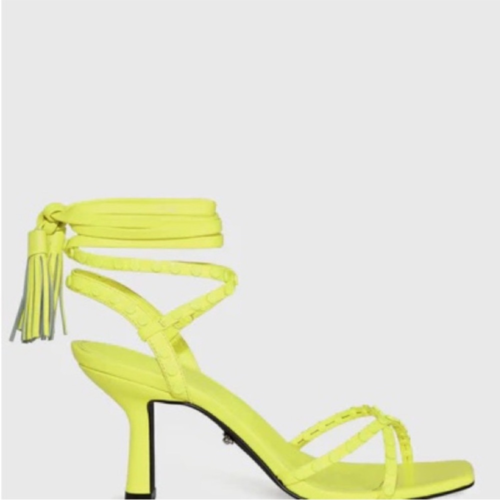 Rebecca Minkoff Avila Neon Yellow Studded Strappy Heels